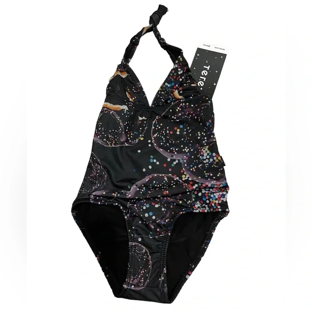 NWT Terez Kids Chocolate Pretzels Swimsuit 2T